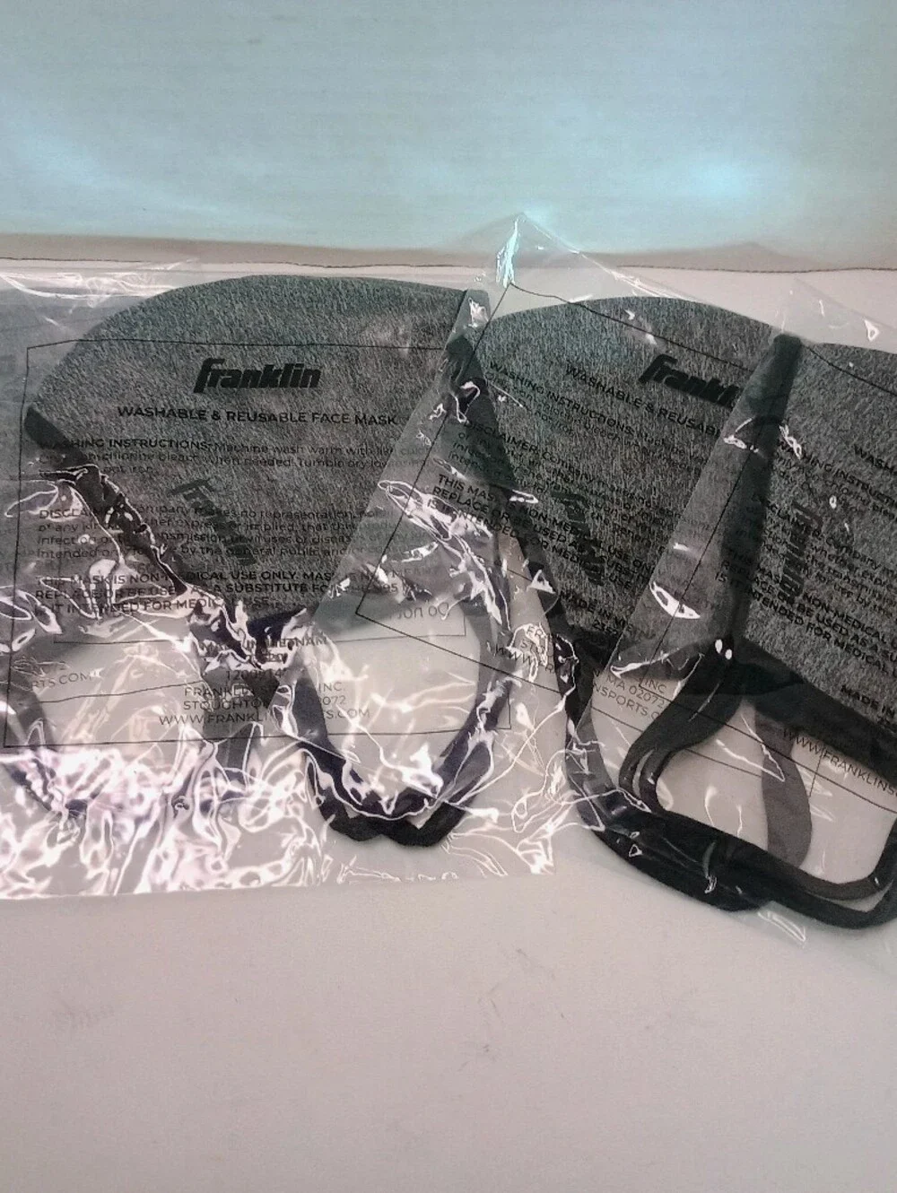 Soft Cotton Face Mask *Gray* Reusable Cloth by Franklin Lot of 4
